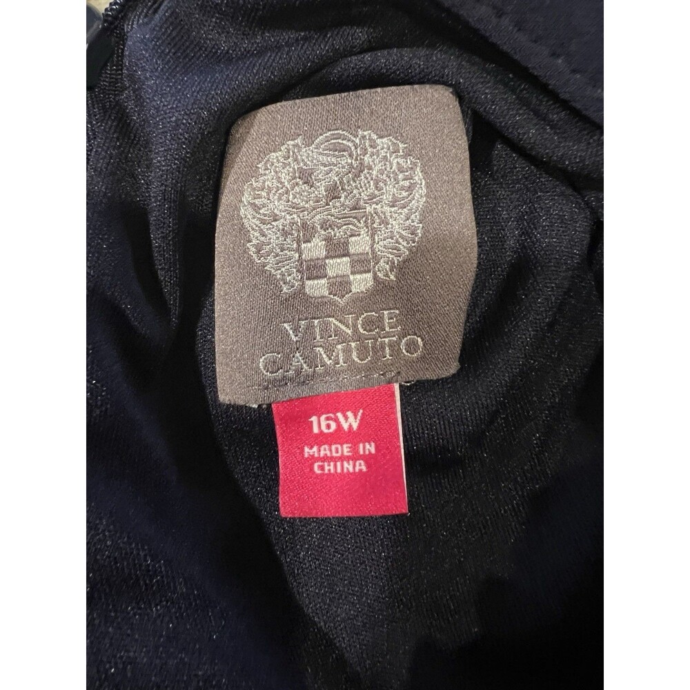 VINCE CAMUTO SLEEVELESS HALTER RUFFLE NECK NAVY BLUE BELTED JUMPSUIT 16W - Picture 8 of 8
